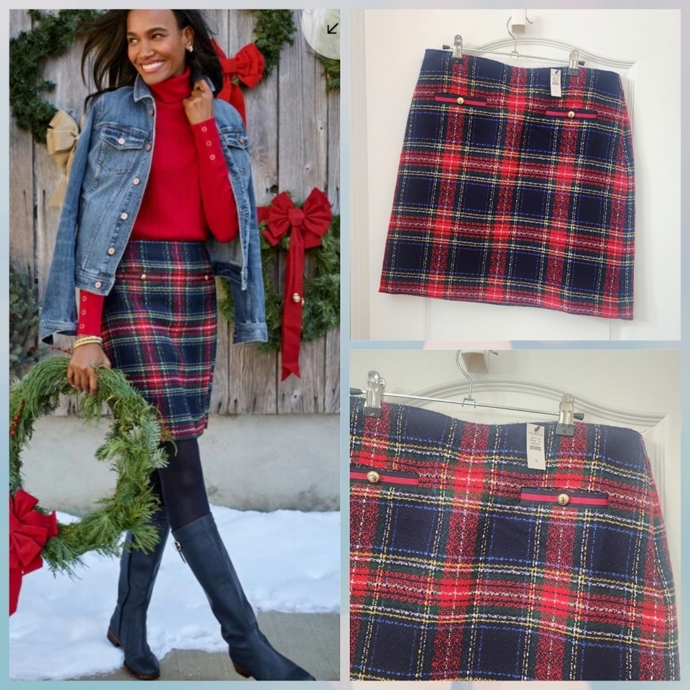 NWT Talbots Glee Plaid A- Line Skirt